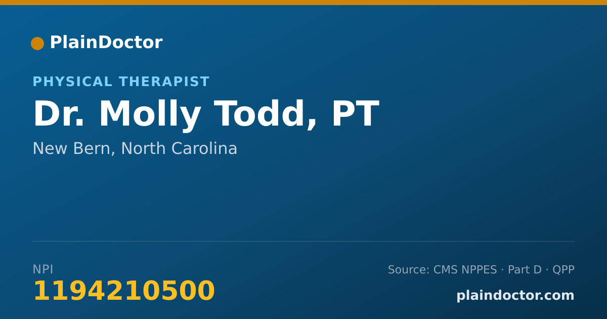 Shareable card for Molly Todd, PT - Physical Therapist, New Bern, NC