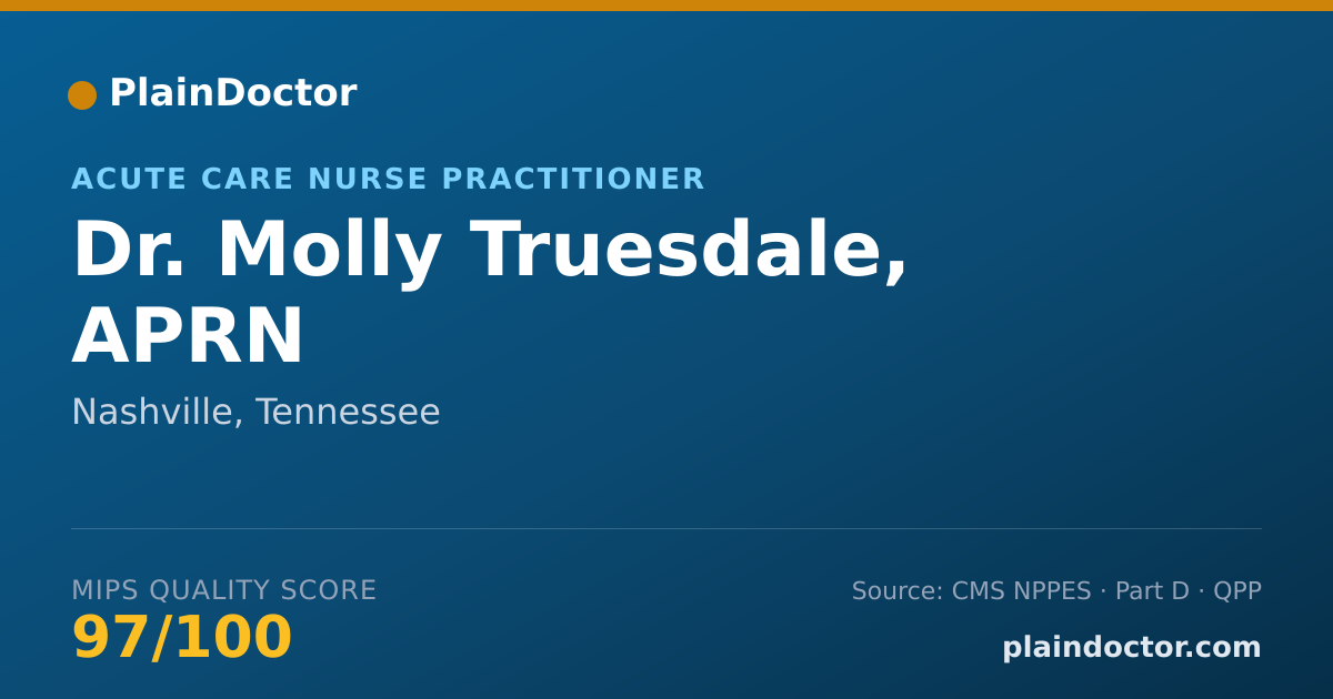 Shareable card for Molly Truesdale, APRN - Acute Care Nurse Practitioner, Nashville, TN