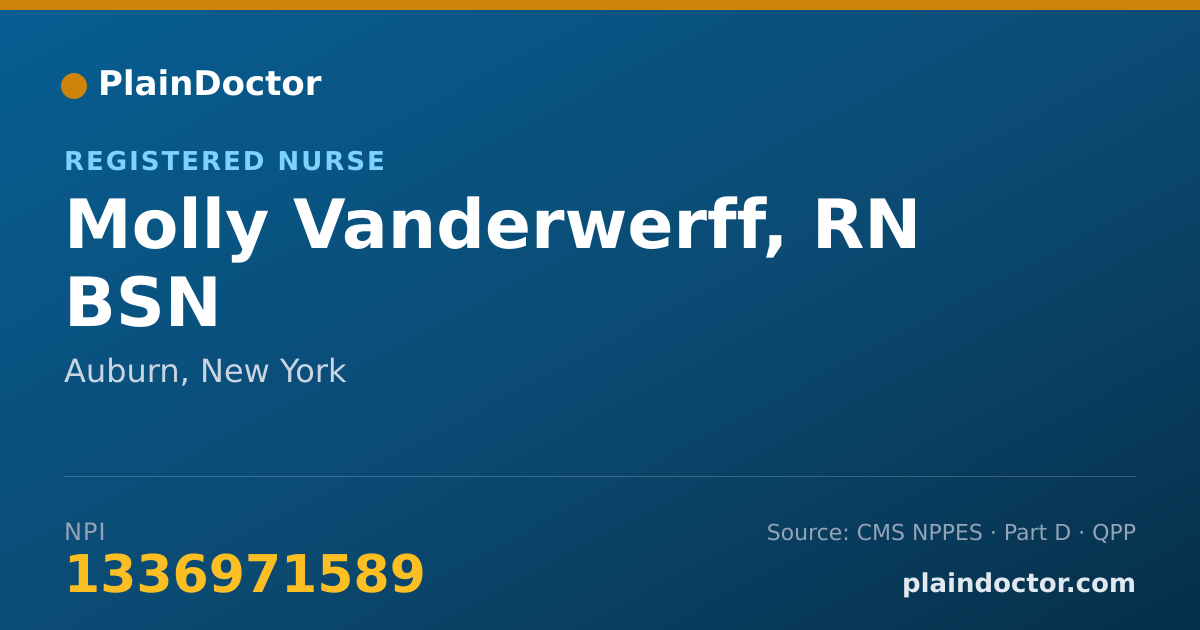 Shareable card for Molly Vanderwerff, RN BSN - Registered Nurse, Auburn, NY