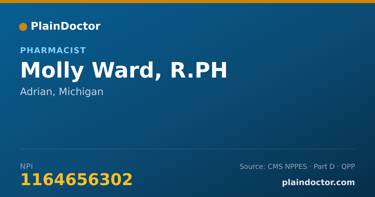 Shareable card for Molly Ward, R.PH - Pharmacist, Adrian, MI