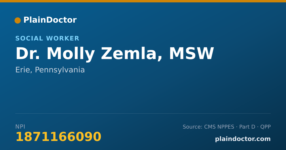 Shareable card for Molly Zemla, MSW - Social Worker, Erie, PA