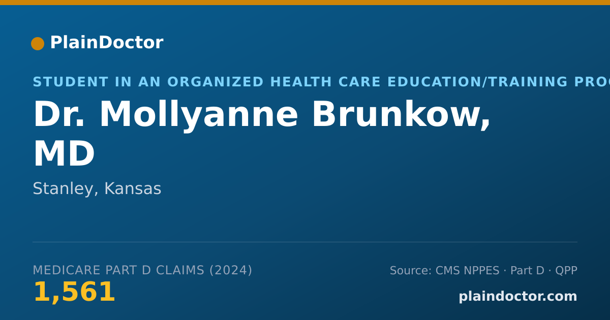 Shareable card for Mollyanne Brunkow, MD - Student in an Organized Health Care Education/Training Program, Stanley, KS