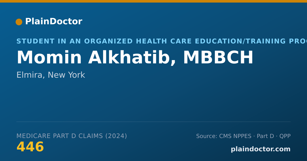 Shareable card for Momin Alkhatib, MBBCH - Student in an Organized Health Care Education/Training Program, Elmira, NY