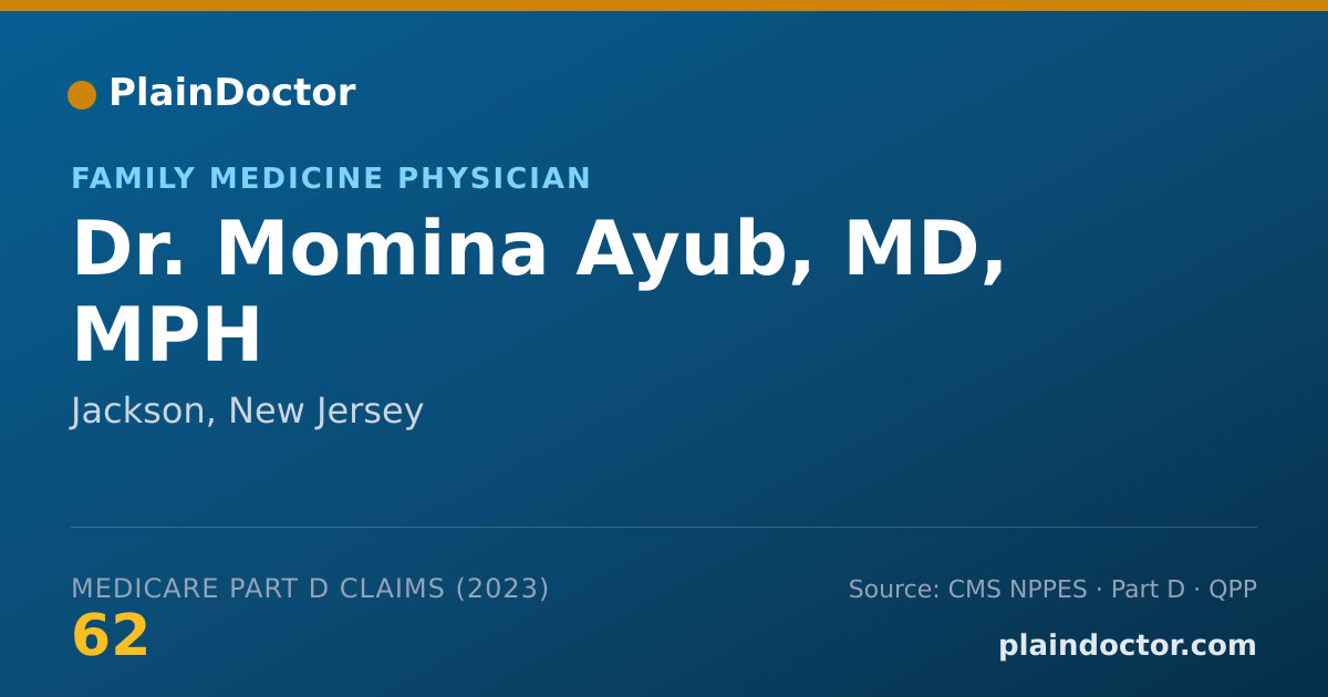 Shareable card for Momina Ayub, MD, MPH - Family Medicine Physician, Jackson, NJ