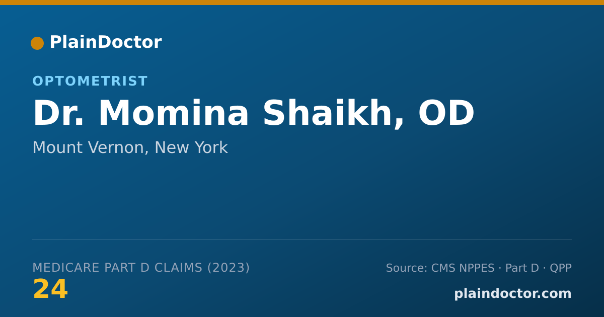 Shareable card for Momina Shaikh, OD - Optometrist, Mount Vernon, NY