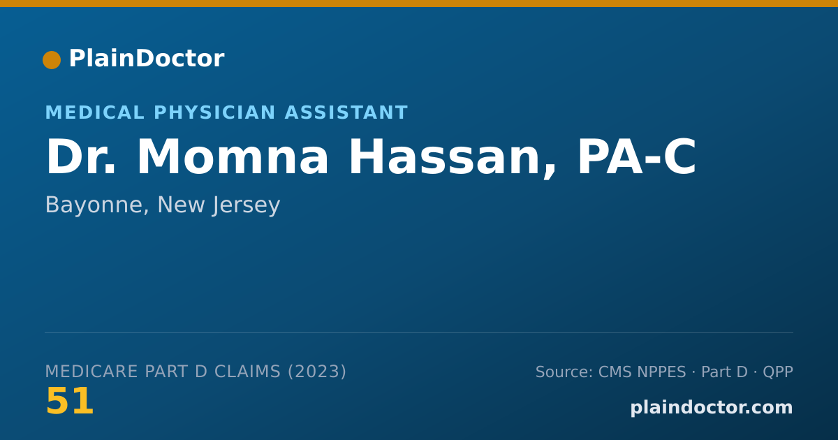 Shareable card for Momna Hassan, PA-C - Medical Physician Assistant, Bayonne, NJ
