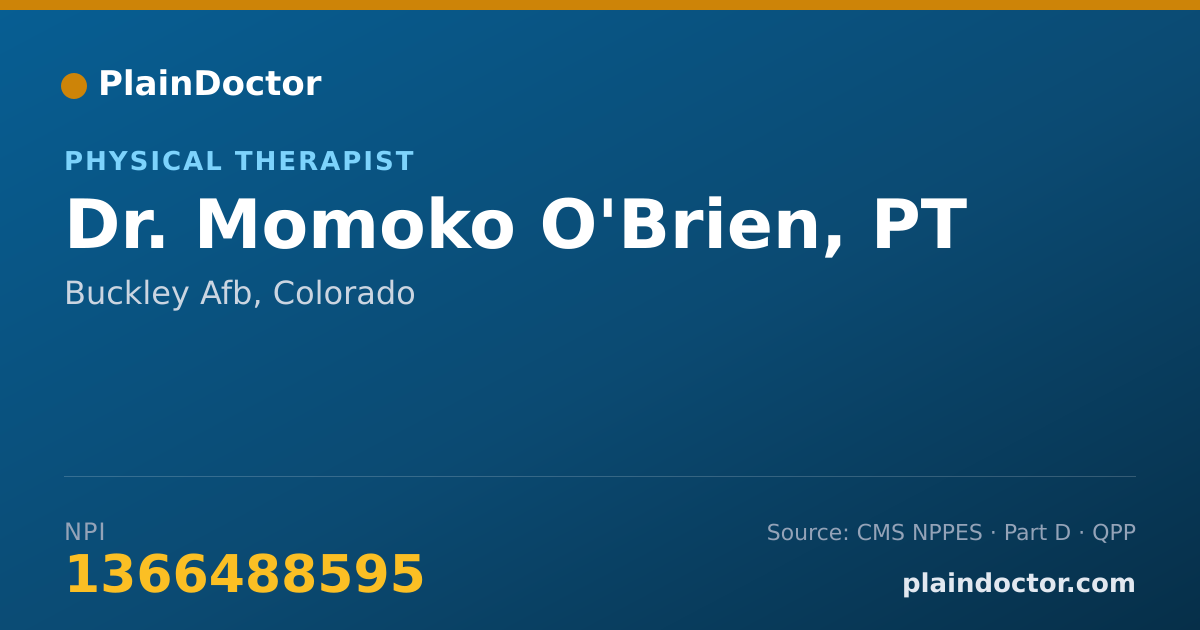 Shareable card for Momoko O'Brien, PT - Physical Therapist, Buckley Afb, CO