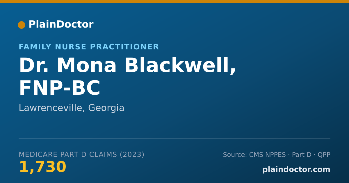Shareable card for Mona Blackwell, FNP-BC - Family Nurse Practitioner, Lawrenceville, GA