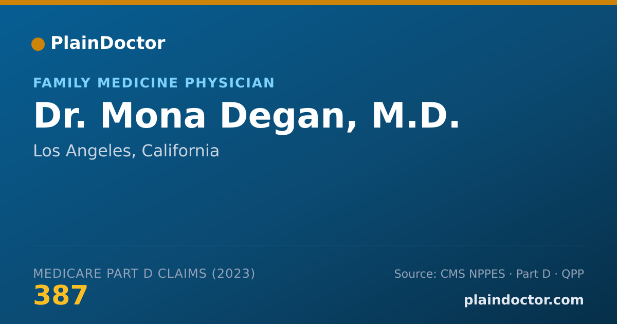Shareable card for Mona Degan, M.D. - Family Medicine Physician, Los Angeles, CA