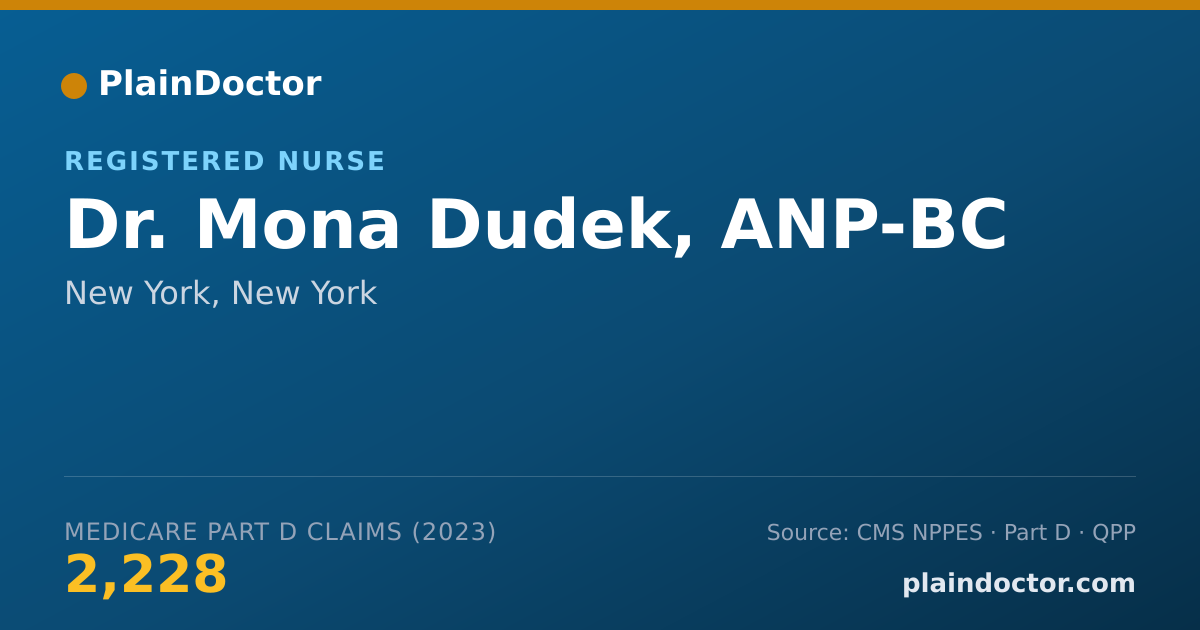 Shareable card for Mona Dudek, ANP-BC - Registered Nurse, New York, NY