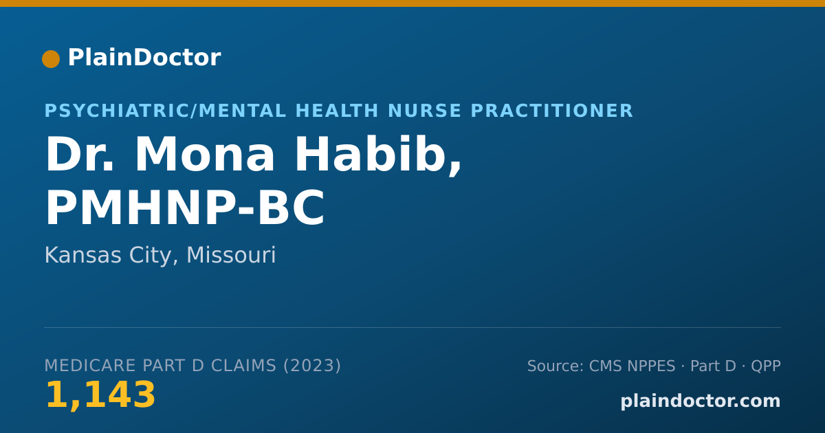 Shareable card for Mona Habib, PMHNP-BC - Psychiatric/Mental Health Nurse Practitioner, Kansas City, MO
