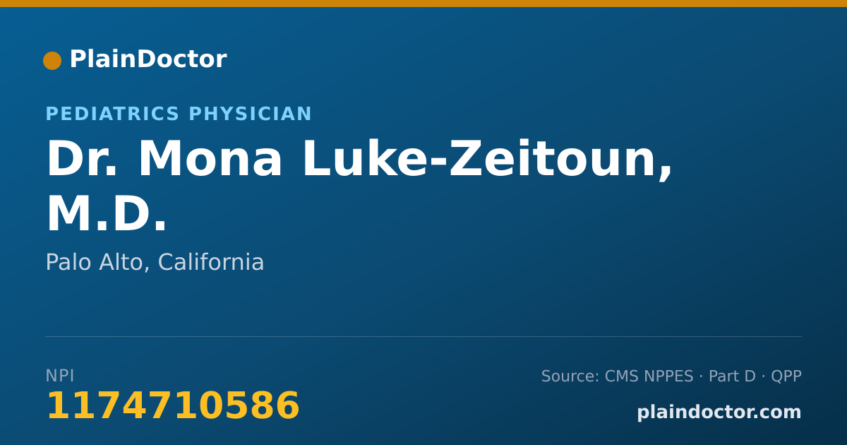 Shareable card for Mona Luke-Zeitoun, M.D. - Pediatrics Physician, Palo Alto, CA