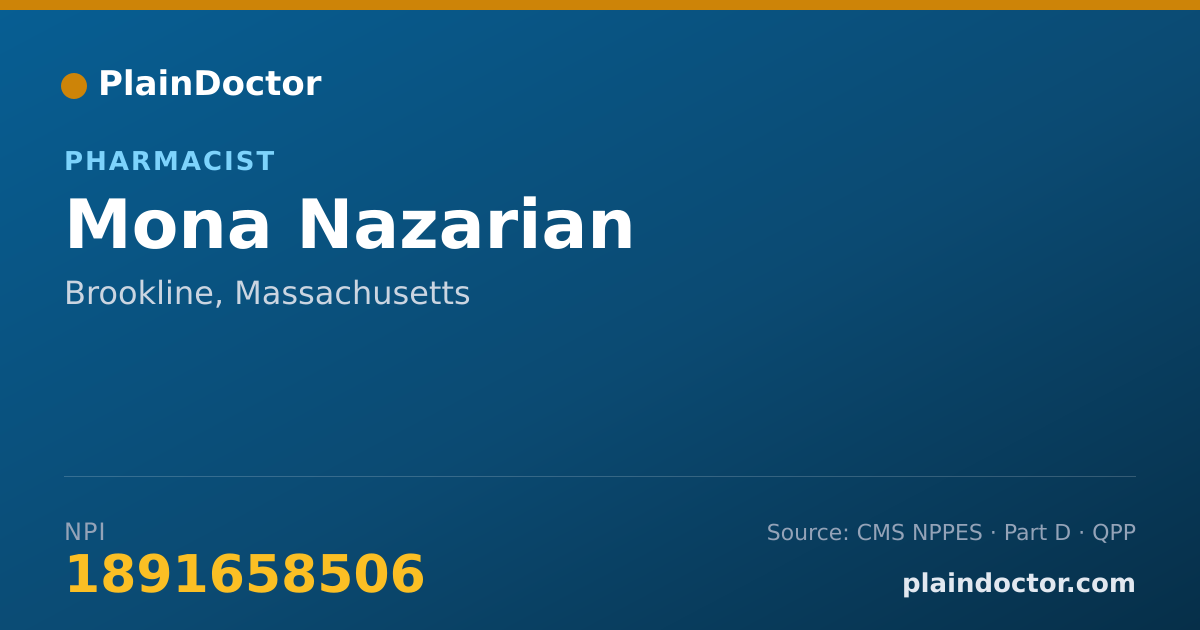 Shareable card for Mona Nazarian - Pharmacist, Brookline, MA