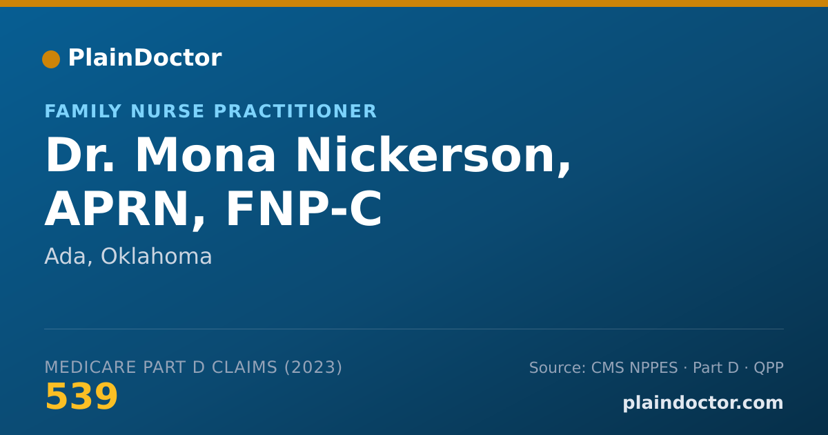 Shareable card for Mona Nickerson, APRN, FNP-C - Family Nurse Practitioner, Ada, OK