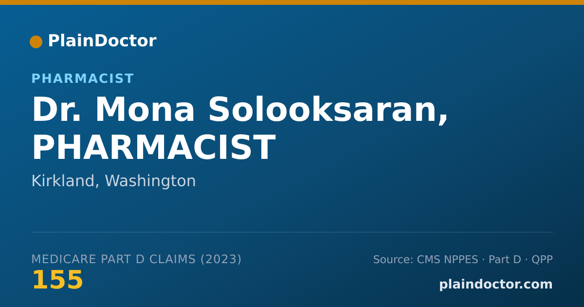 Shareable card for Mona Solooksaran, PHARMACIST - Pharmacist, Kirkland, WA