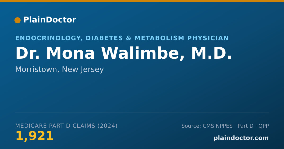 Shareable card for Mona Walimbe, M.D. - Endocrinology, Diabetes & Metabolism Physician, Morristown, NJ