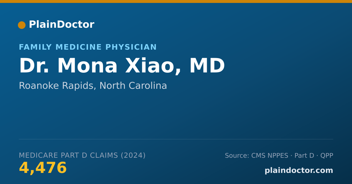 Shareable card for Mona Xiao, MD - Family Medicine Physician, Roanoke Rapids, NC