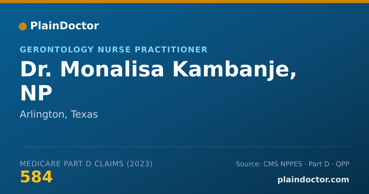 Shareable card for Monalisa Kambanje, NP - Gerontology Nurse Practitioner, Arlington, TX