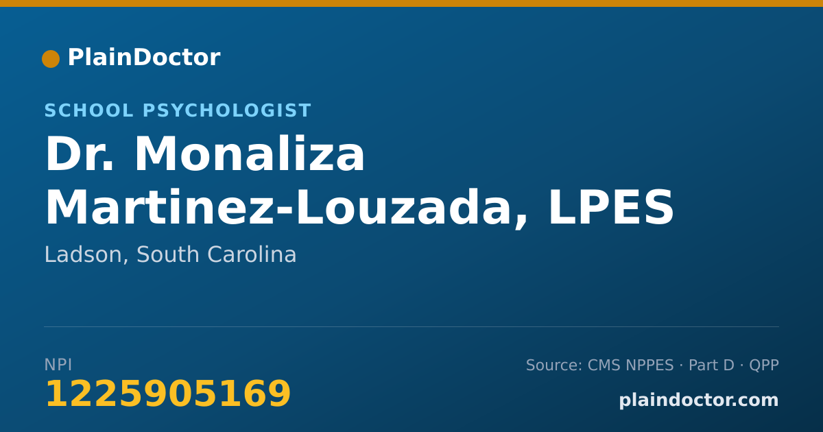 Shareable card for Monaliza Martinez-Louzada, LPES - School Psychologist, Ladson, SC