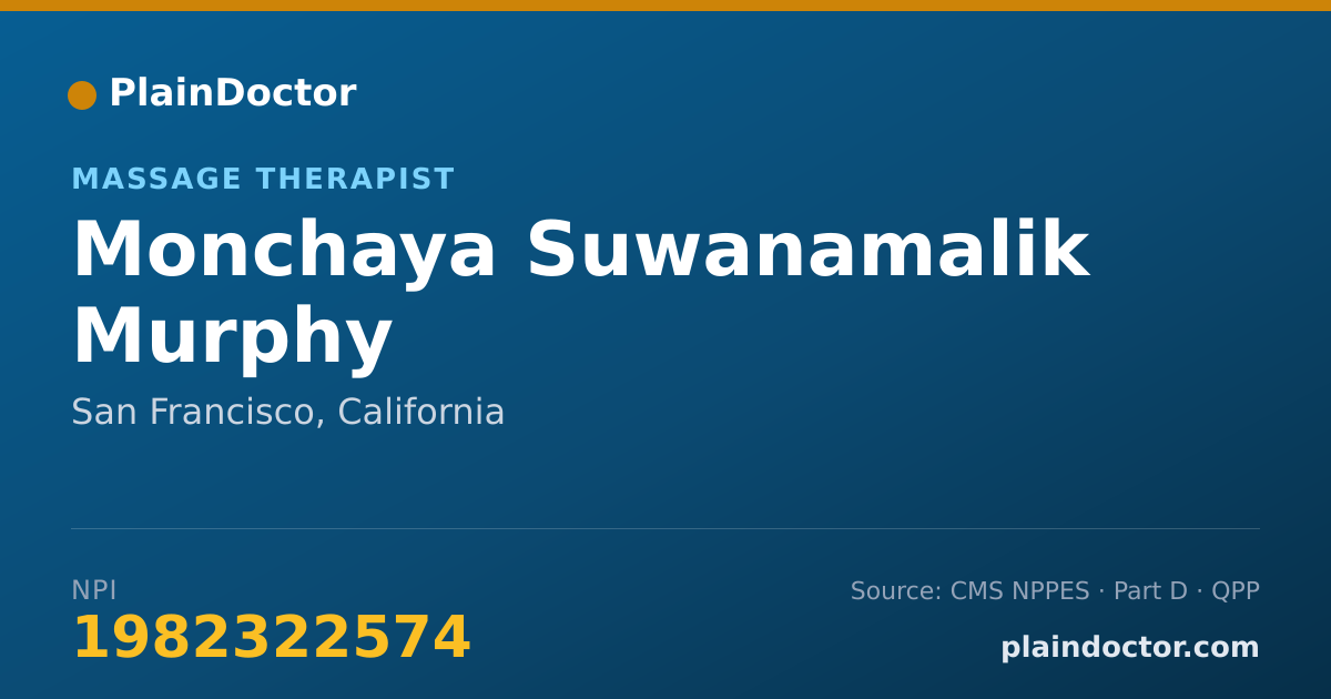 Shareable card for Monchaya Suwanamalik Murphy - Massage Therapist, San Francisco, CA