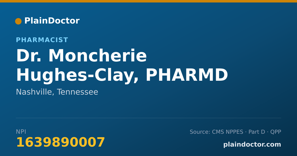 Shareable card for Moncherie Hughes-Clay, PHARMD - Pharmacist, Nashville, TN