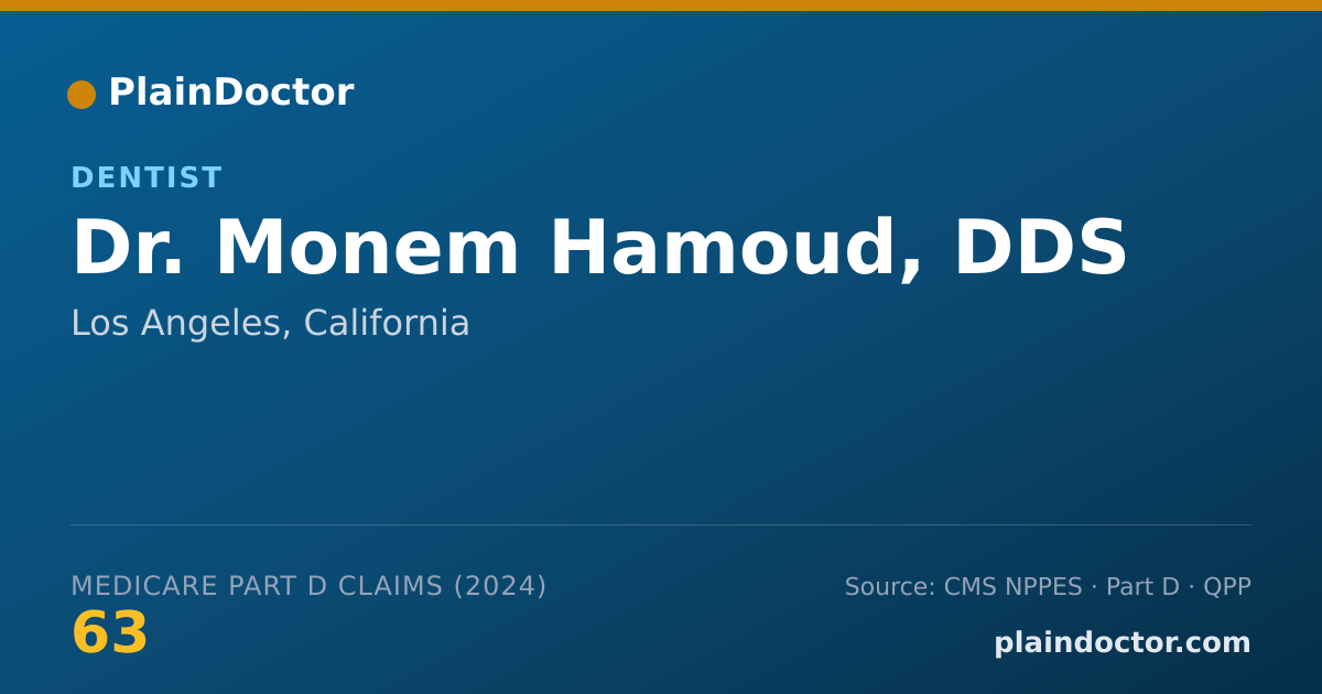 Shareable card for Monem Hamoud, DDS - Dentist, Los Angeles, CA