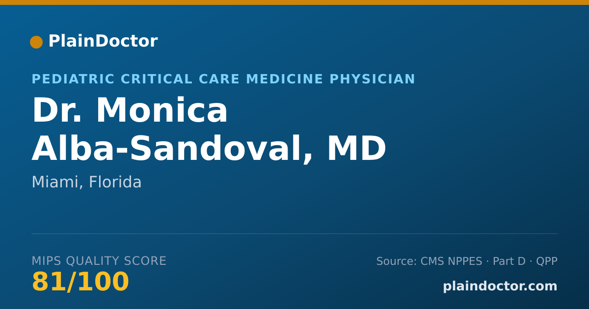Shareable card for Monica Alba-Sandoval, MD - Pediatric Critical Care Medicine Physician, Miami, FL