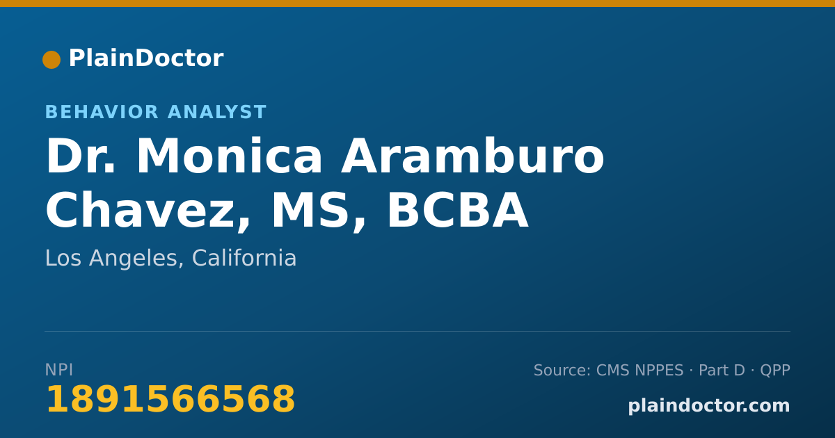 Shareable card for Monica Aramburo Chavez, MS, BCBA - Behavior Analyst, Los Angeles, CA