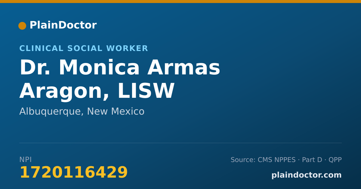 Shareable card for Monica Armas Aragon, LISW - Clinical Social Worker, Albuquerque, NM