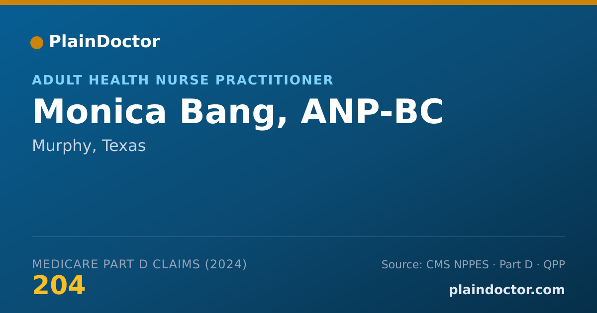 Shareable card for Monica Bang, ANP-BC - Adult Health Nurse Practitioner, Murphy, TX