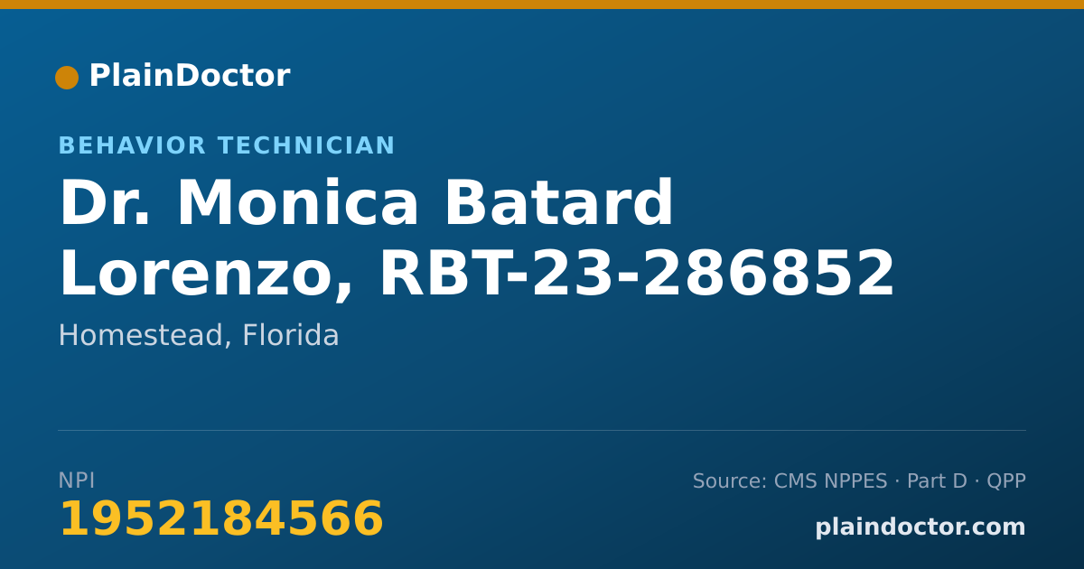 Shareable card for Monica Batard Lorenzo, RBT-23-286852 - Behavior Technician, Homestead, FL