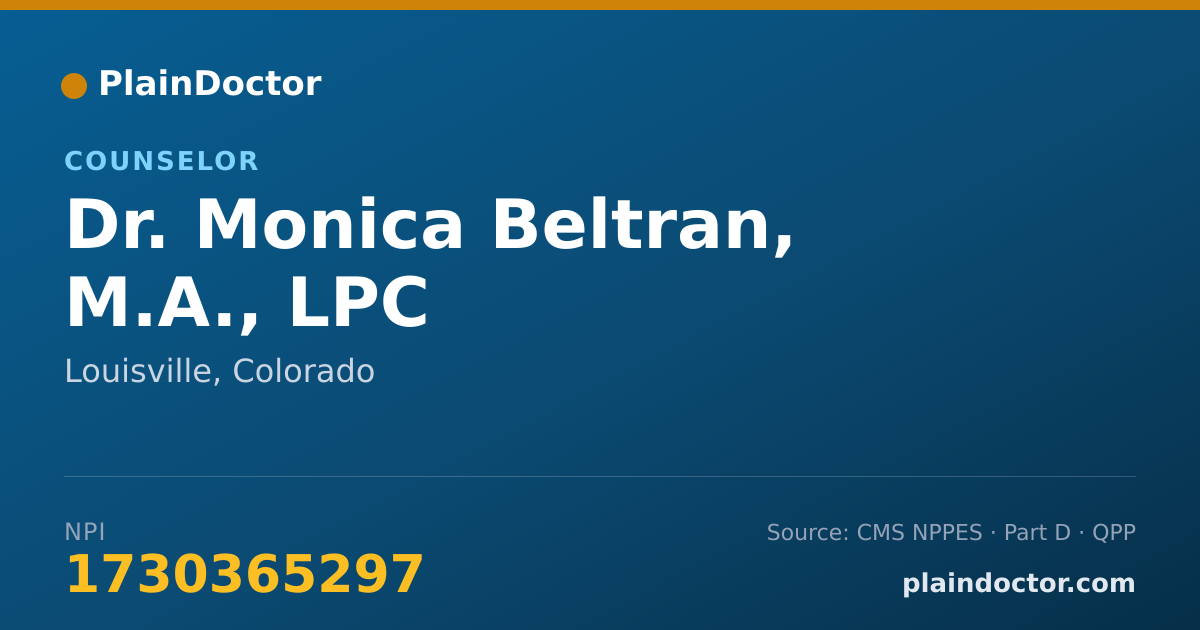 Shareable card for Monica Beltran, M.A., LPC - Counselor, Louisville, CO