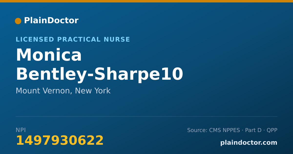 Shareable card for Monica Bentley-Sharpe10 - Licensed Practical Nurse, Mount Vernon, NY