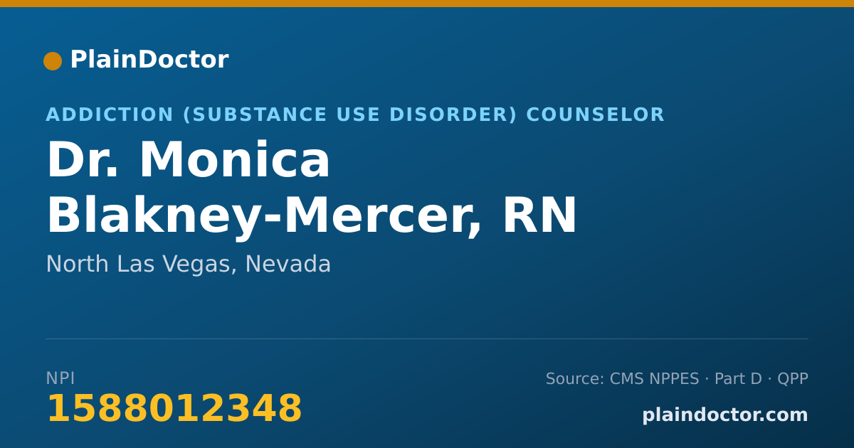 Shareable card for Monica Blakney-Mercer, RN - Addiction (Substance Use Disorder) Counselor, North Las Vegas, NV