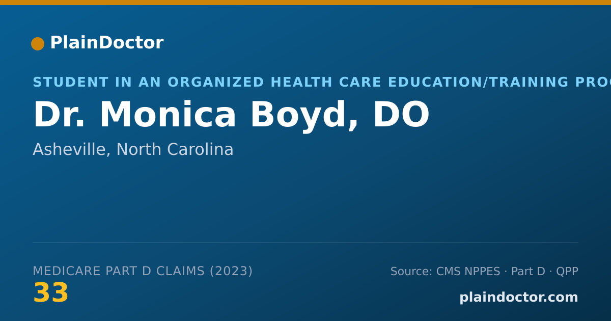 Shareable card for Monica Boyd, DO - Student in an Organized Health Care Education/Training Program, Asheville, NC