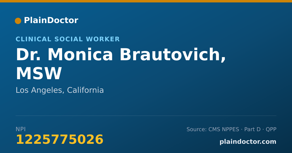 Shareable card for Monica Brautovich, MSW - Clinical Social Worker, Los Angeles, CA