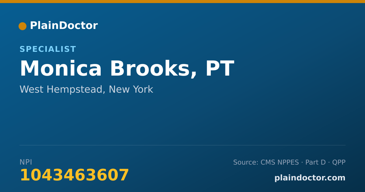 Shareable card for Monica Brooks, PT - Specialist, West Hempstead, NY