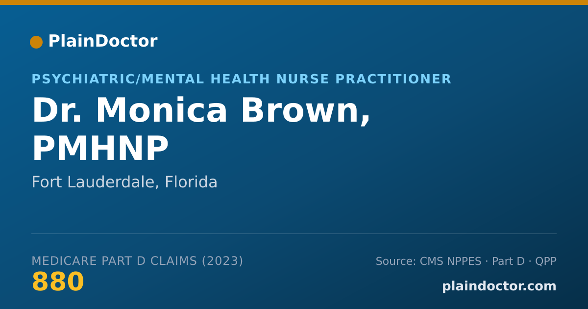 Shareable card for Monica Brown, PMHNP - Psychiatric/Mental Health Nurse Practitioner, Fort Lauderdale, FL