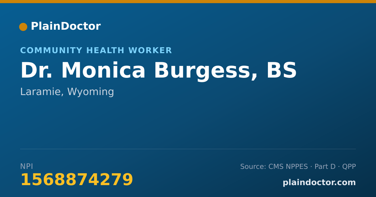 Shareable card for Monica Burgess, BS - Community Health Worker, Laramie, WY