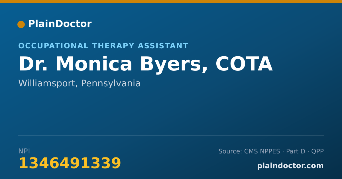Shareable card for Monica Byers, COTA - Occupational Therapy Assistant, Williamsport, PA