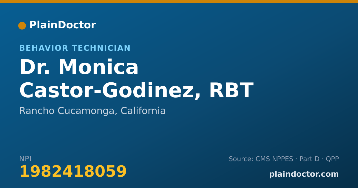 Shareable card for Monica Castor-Godinez, RBT - Behavior Technician, Rancho Cucamonga, CA