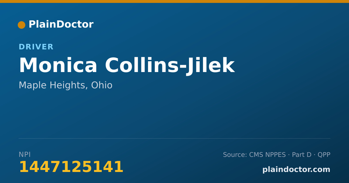 Shareable card for Monica Collins-Jilek - Driver, Maple Heights, OH