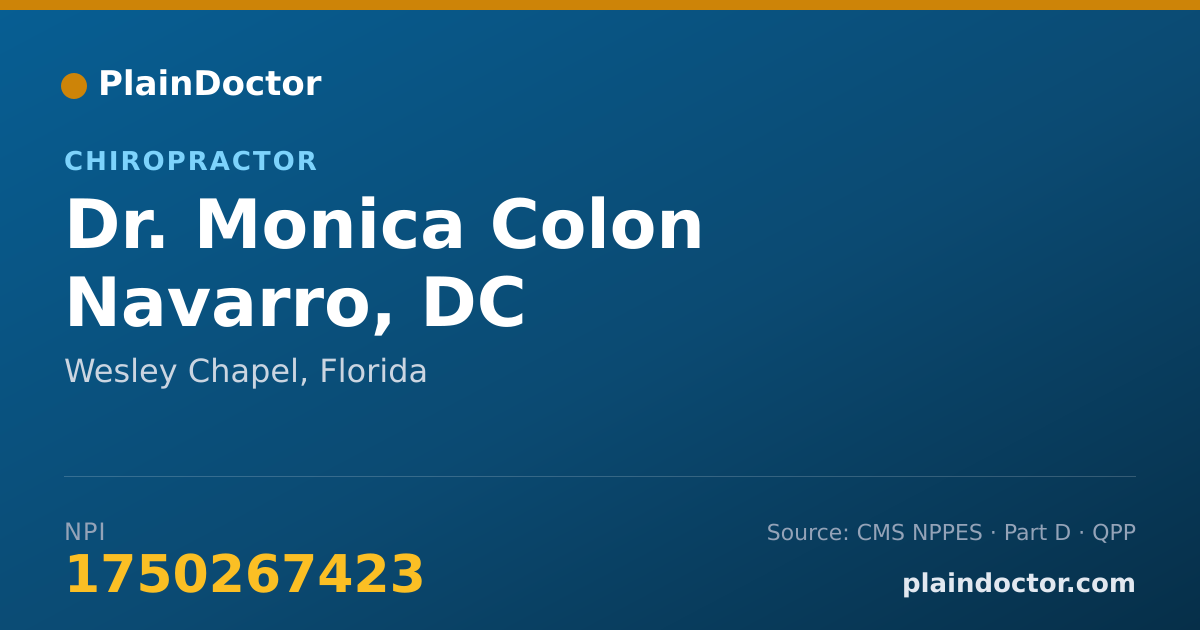Shareable card for Monica Colon Navarro, DC - Chiropractor, Wesley Chapel, FL