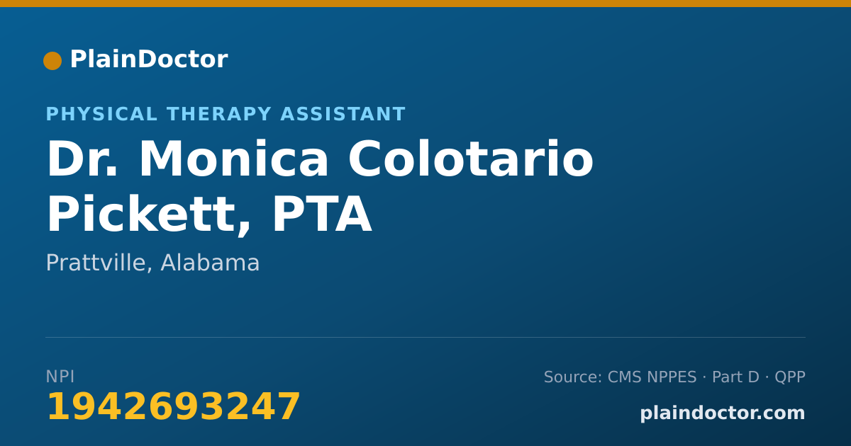 Shareable card for Monica Colotario Pickett, PTA - Physical Therapy Assistant, Prattville, AL