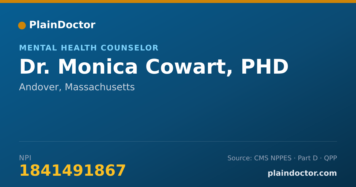 Shareable card for Monica Cowart, PHD - Mental Health Counselor, Andover, MA