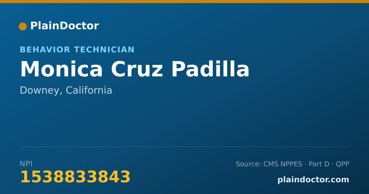 Shareable card for Monica Cruz Padilla - Behavior Technician, Downey, CA