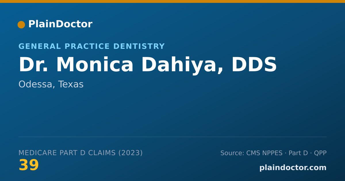 Shareable card for Monica Dahiya, DDS - General Practice Dentistry, Odessa, TX
