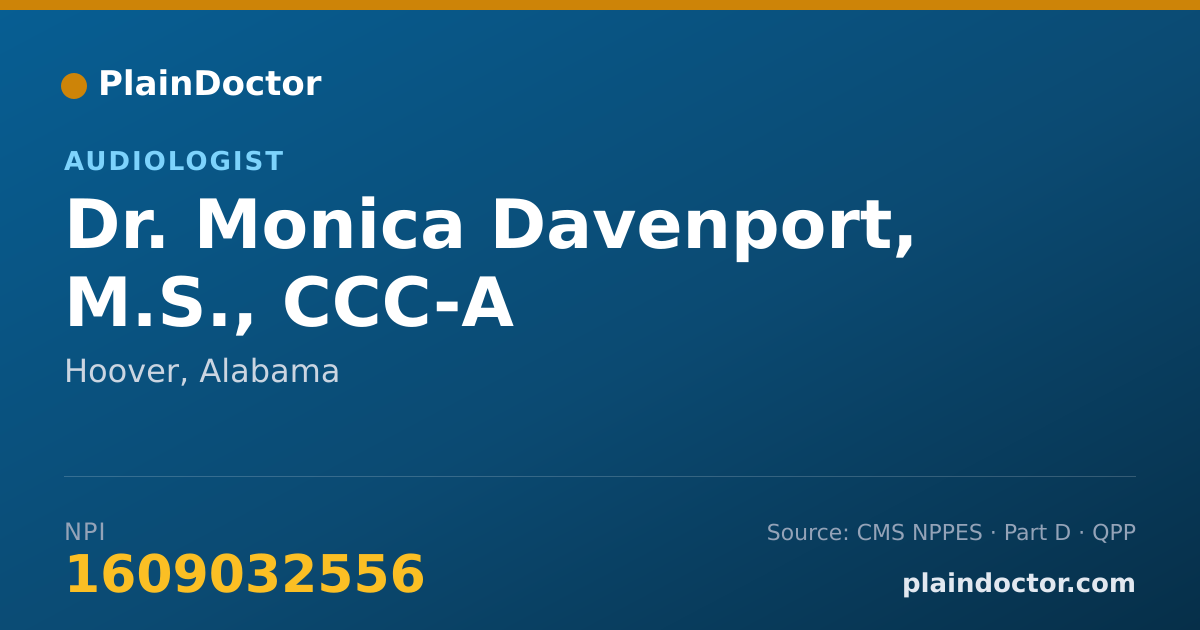 Shareable card for Monica Davenport, M.S., CCC-A - Audiologist, Hoover, AL