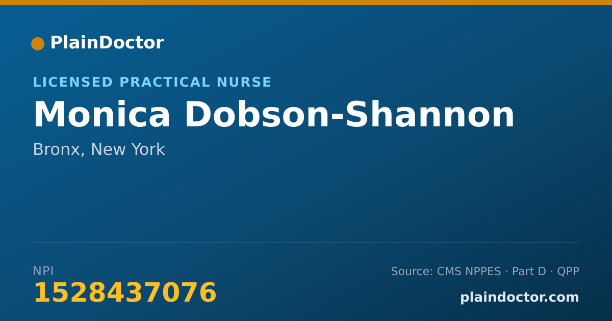 Shareable card for Monica Dobson-Shannon - Licensed Practical Nurse, Bronx, NY