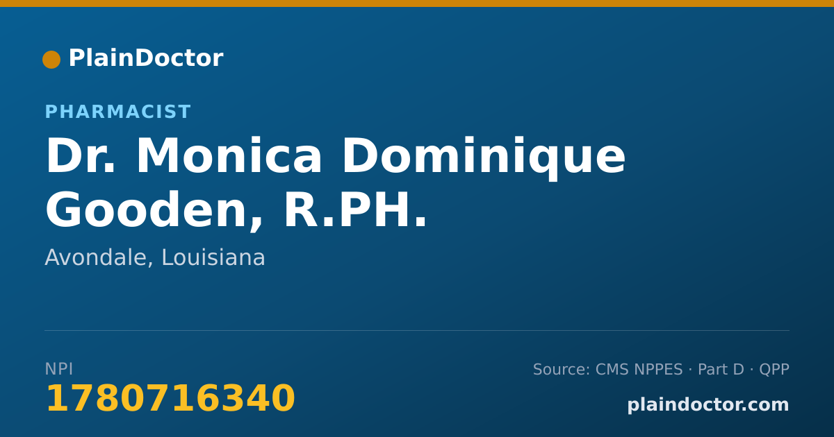Shareable card for Monica Dominique Gooden, R.PH. - Pharmacist, Avondale, LA